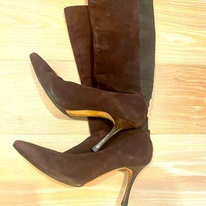 Brown suede Manolo boots to die for!